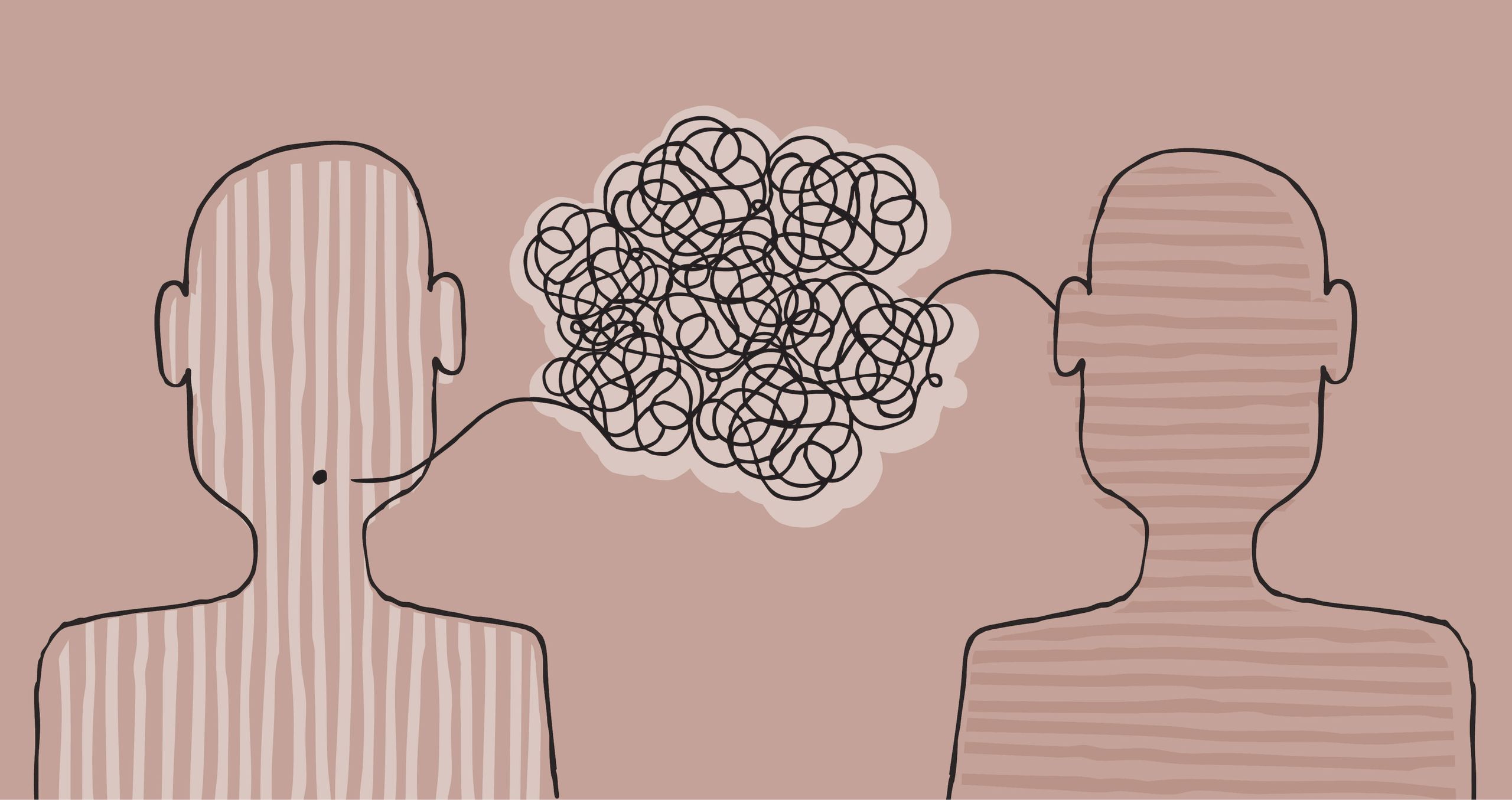 An illustration of two people talking